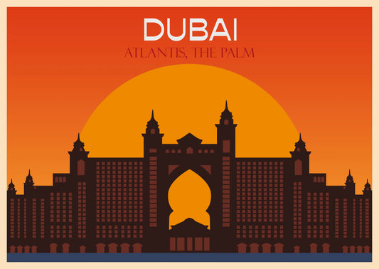 Atlantis Illustration Art with Orange Color Background