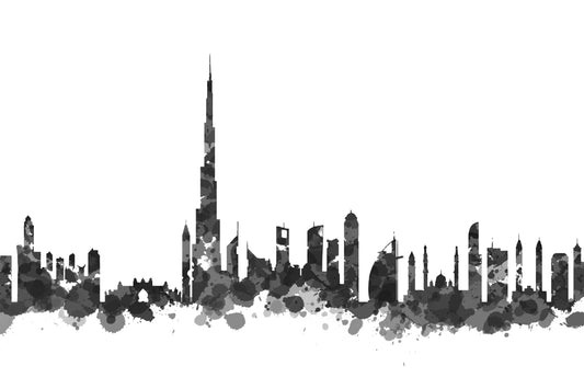 Black And White Dubai Skyline - Splash Art