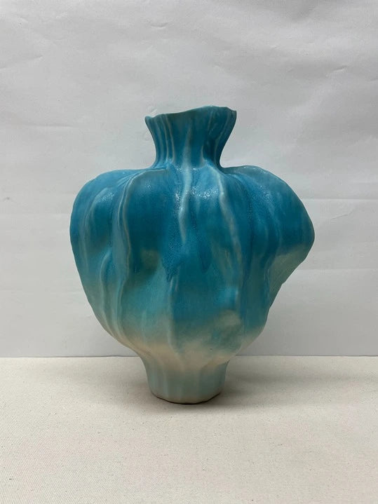 Turquoise Bloom Ceramic Vase