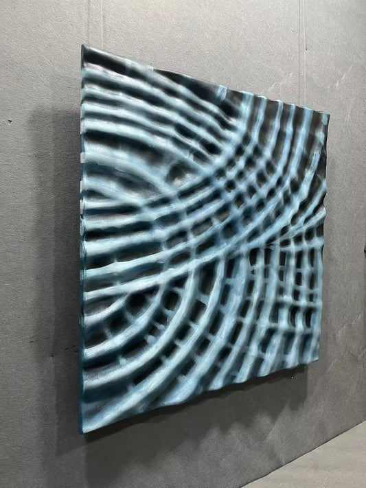 Sanded Wood Carving Hand Painted Wall Art Square Design | Art Smiley Decor UAE