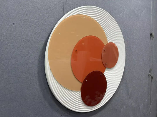 Lacquered Wood Carving Hand Painted Wall Art Round Design | Art Smiley Decor UAE
