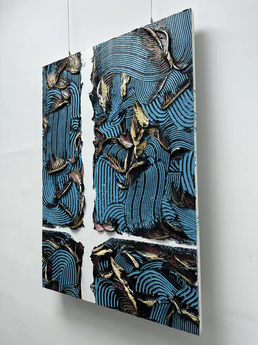 Washed Hand Painted Abstract Wall Art Vertical Design | Art Smiley Decor UAE