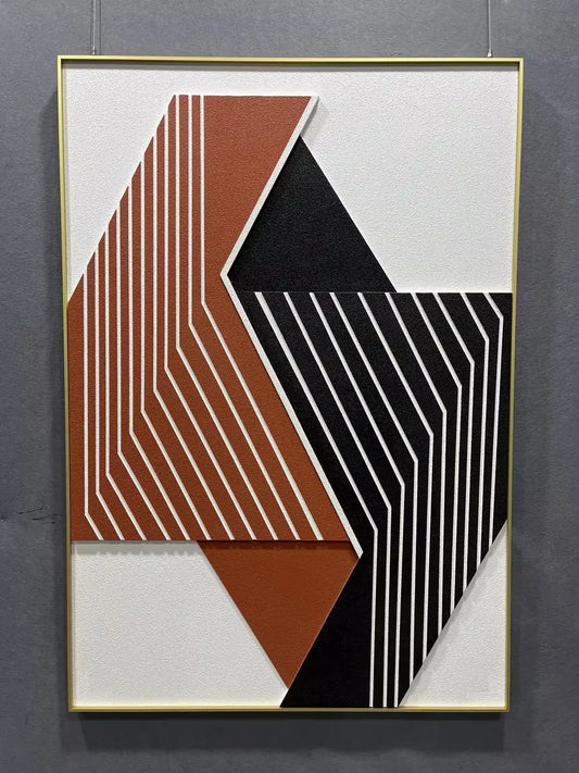 Carved Wood Carving Hand Painted Wall Art Vertical Design | Art Smiley -Decor UAE-Orange