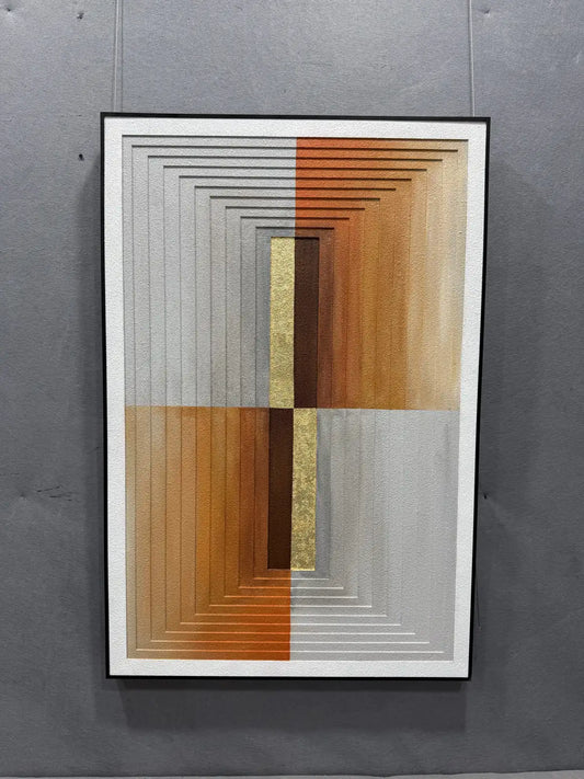 Metallic Gold Foil Abstract Wall Art Vertical Design | Art Smiley Decor UAE