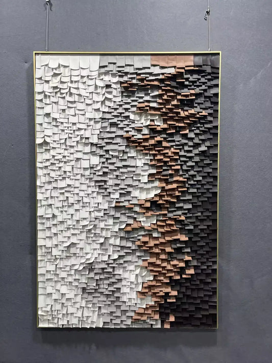 Embossed Leather Texture Abstract Wall Decor Vertical Design | Art Smiley Decor UAE