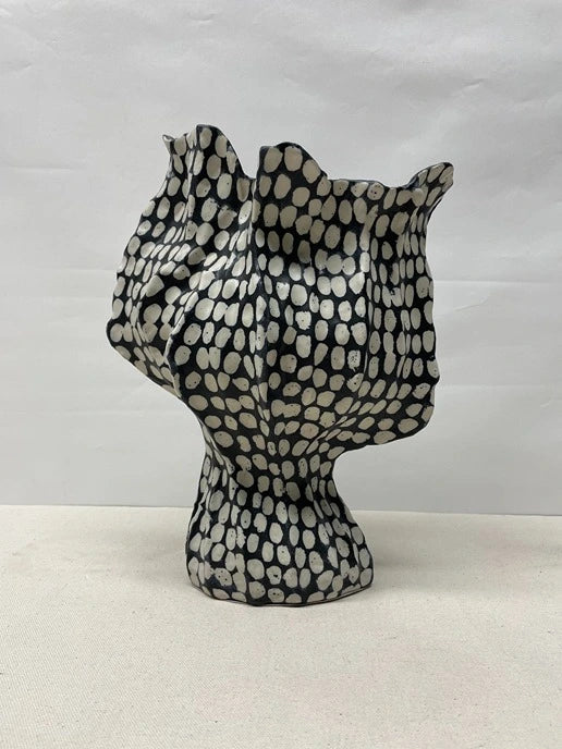Checkered Textile Ceramic Vase