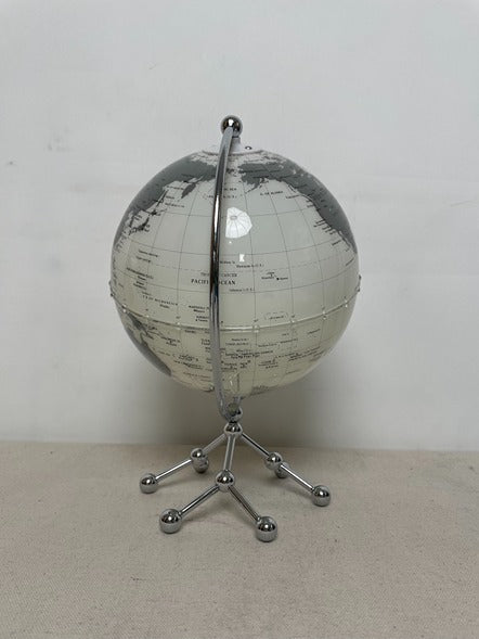Silver Whilte Globe Acrylic Sculpture artistic sculpture by Artsmiley