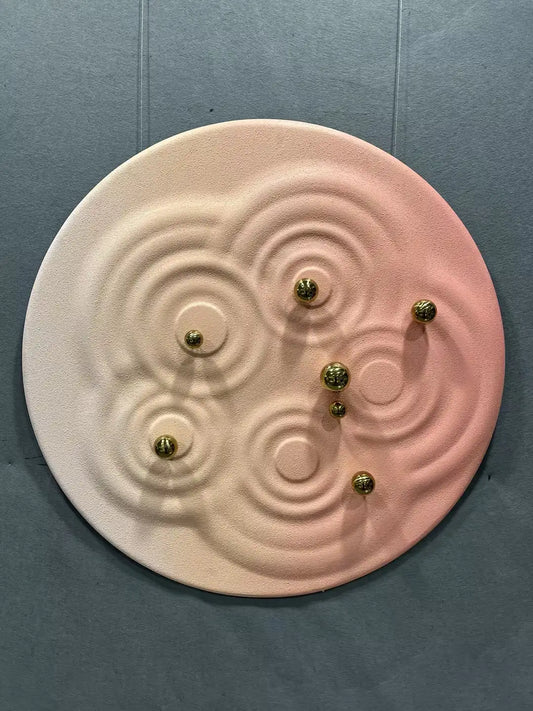 Grain Wood Carving Hand Painted Wall Art Round Design | Art Smiley Decor UAE
