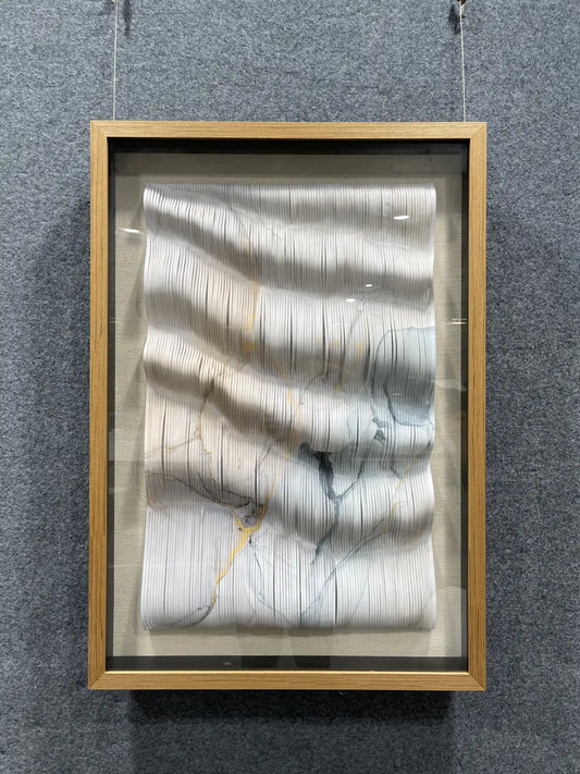 Pleated Paper Art Contemporary Wall Decor Vertical Design | Art Smiley Decor UAE