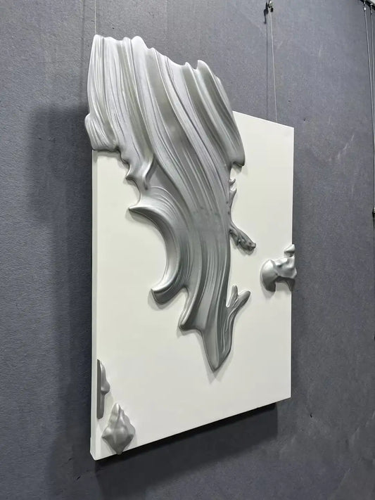 Bleached Wood Carving Hand Painted Wall Art Vertical Design | Art Smiley Decor UAE