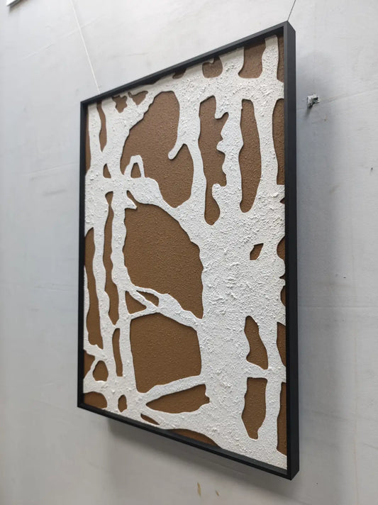 Birch Wood Carving Hand Painted Wall Art Vertical Design | Art Smiley Decor UAE