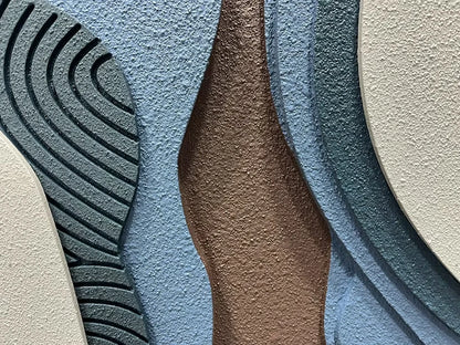 Fluid Harmony Wood Carving Hand-Painted Wall Art - Vertical Design