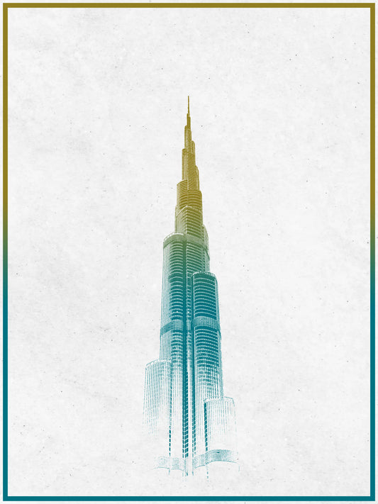 Burj Khalifa Grunge Blue And Yellow