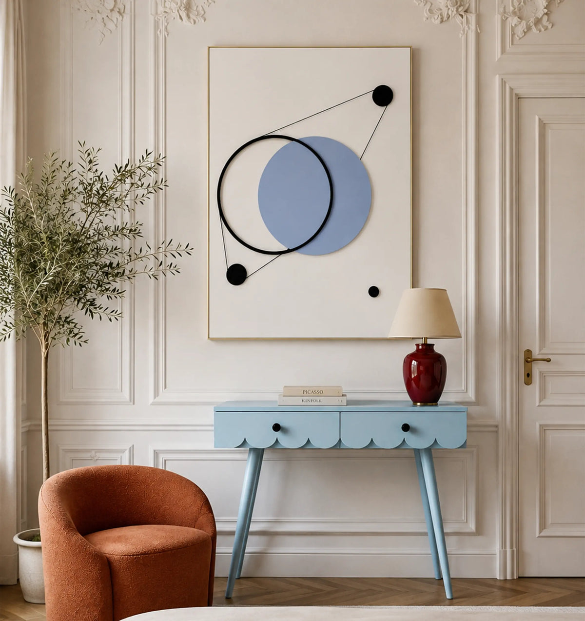 Circle of Serenity Wood Carving Hand-Painted Wall Art - Vertical Design