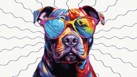 Dog With Sunglasses With Painting Vector Artsmileydecor