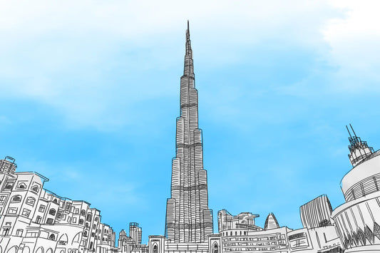 لوحة فنية ملونة من برج خليفة