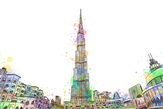 رسم برج خليفة في السماء