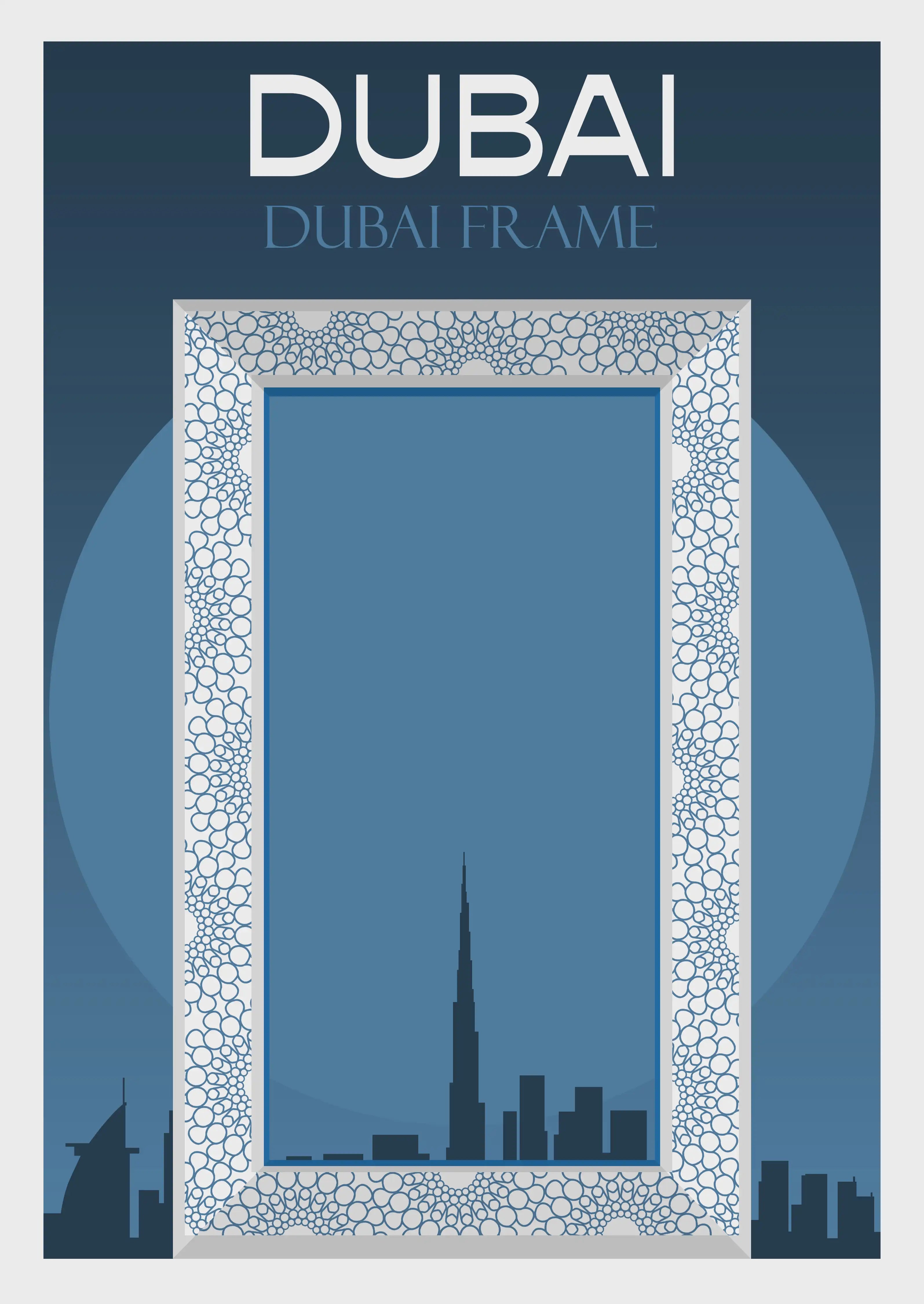 Duvai Color Dubai Frame Illustration with Blue Color Background – ArtsmileyDecor