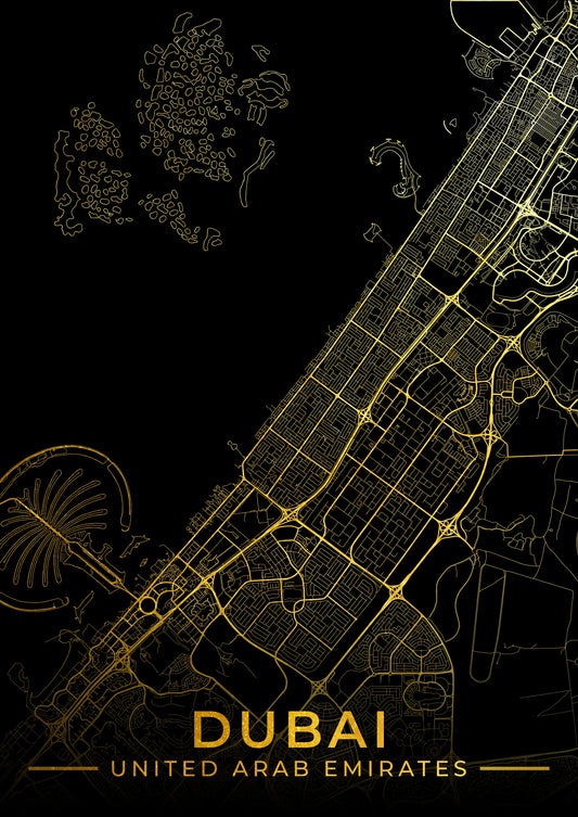 UAE Map Outline Gold