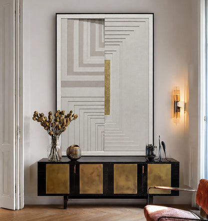 Golden Axis Abstract Wall Art - Vertical Design