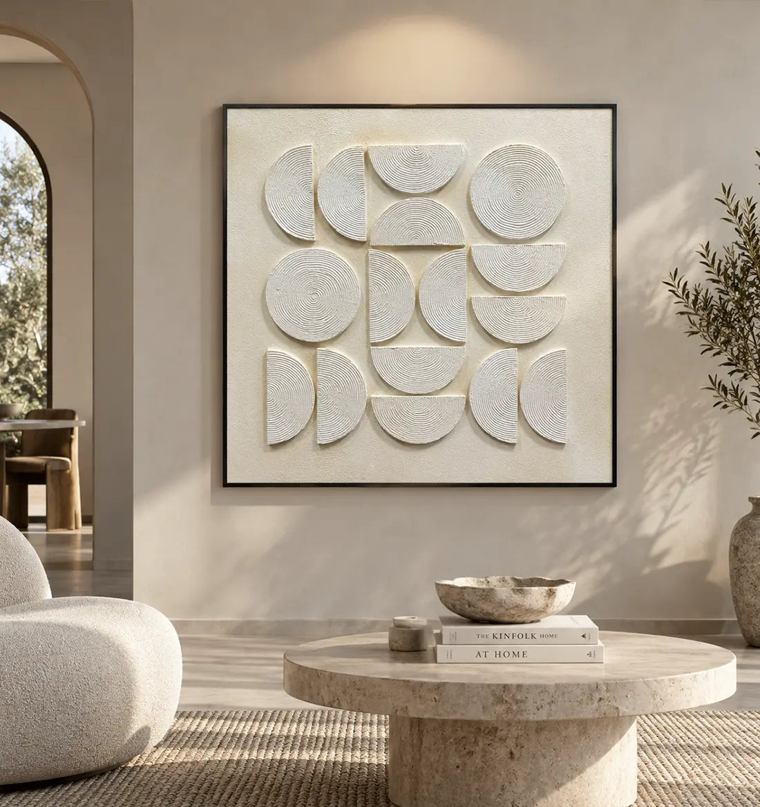 Grain Wood Carving Hand-Painted Wall Art - Square Design
