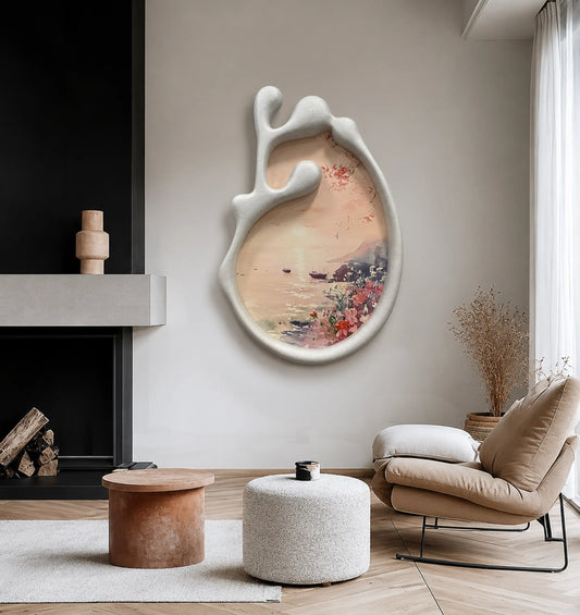 Sculpted Wood Carving Hand-Painted Wall Art - Vertical Design