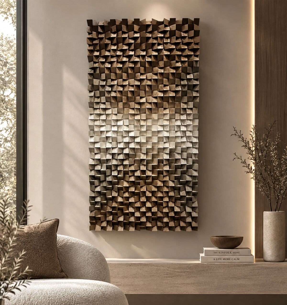 Vivid Hand-Painted Abstract Wall Art Brown - Vertical Design