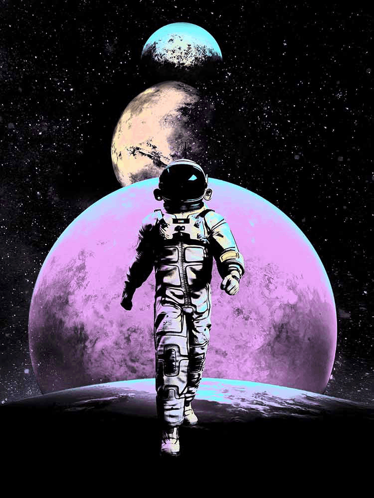 Astronaut Walking On Planets