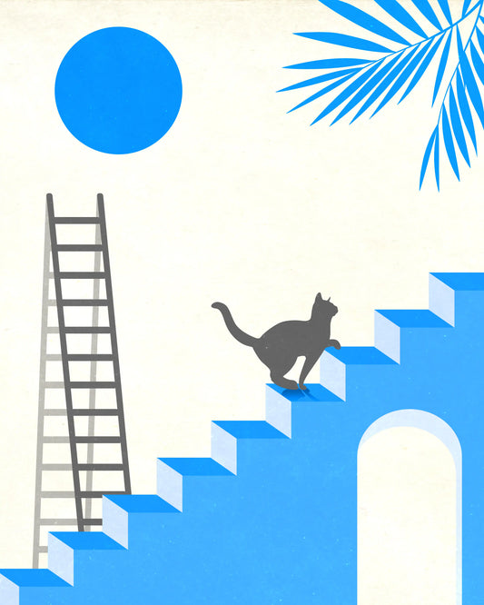 Cat On The Stairs - Pop Art
