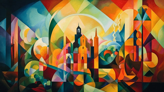مدينة الرسم الملونة مع القمر
