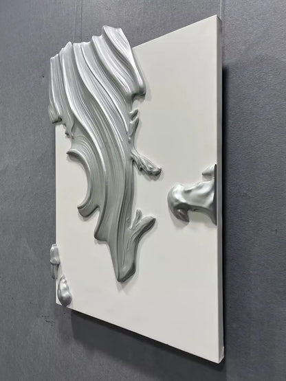 Bleached Wood Carving Hand Painted Wall Art Vertical Design | Art Smiley Decor UAE