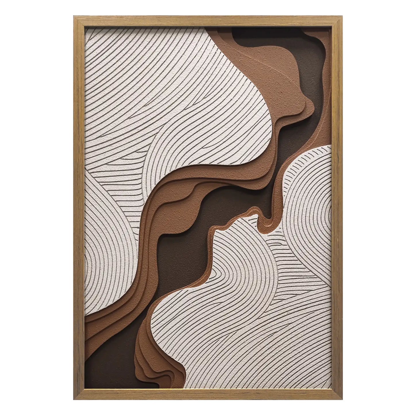 Wabi Wood Carving Hand Painted Wall Art Vertical Design | Art Smiley Decor UAE