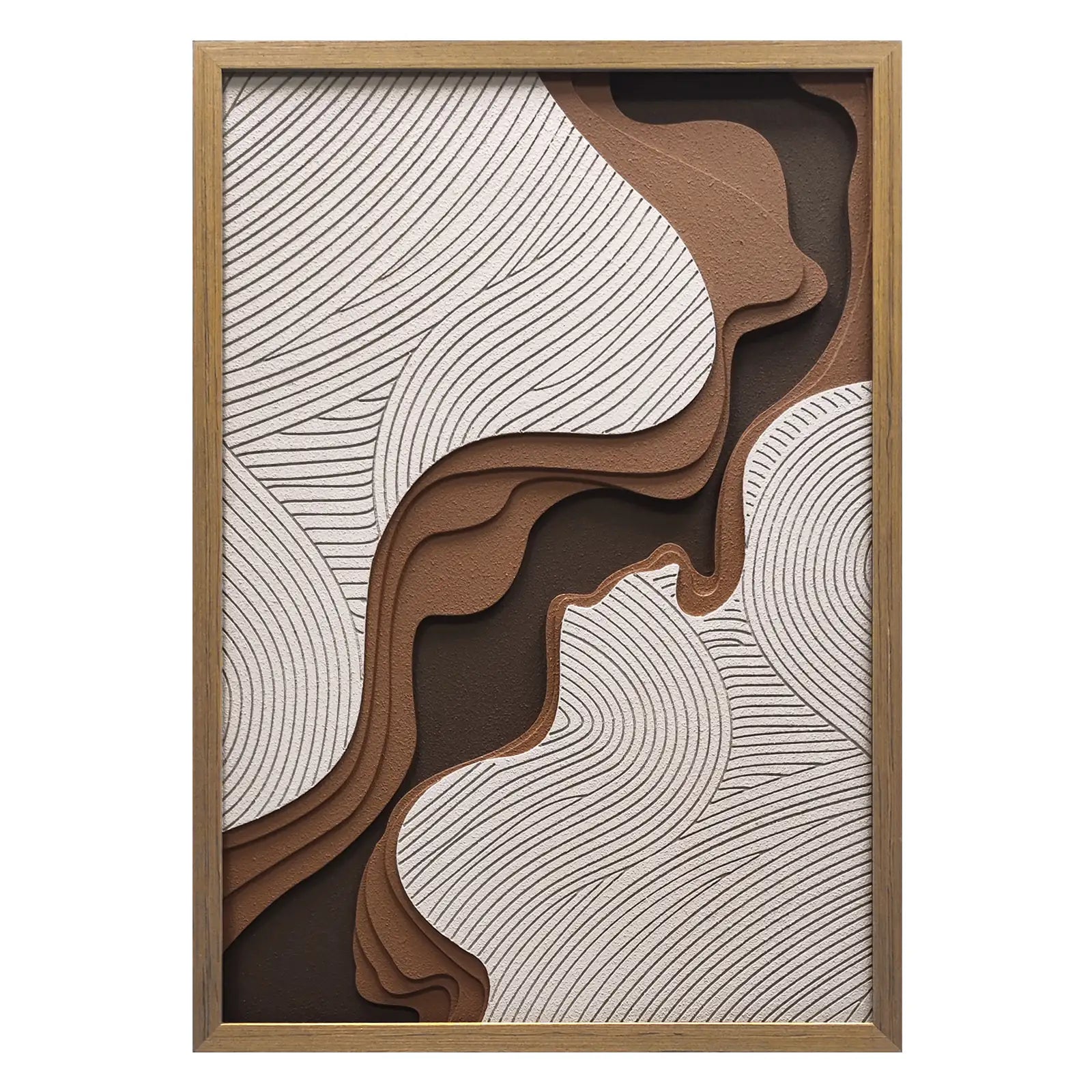 Wabi Wood Carving Hand Painted Wall Art Vertical Design | Art Smiley Decor UAE