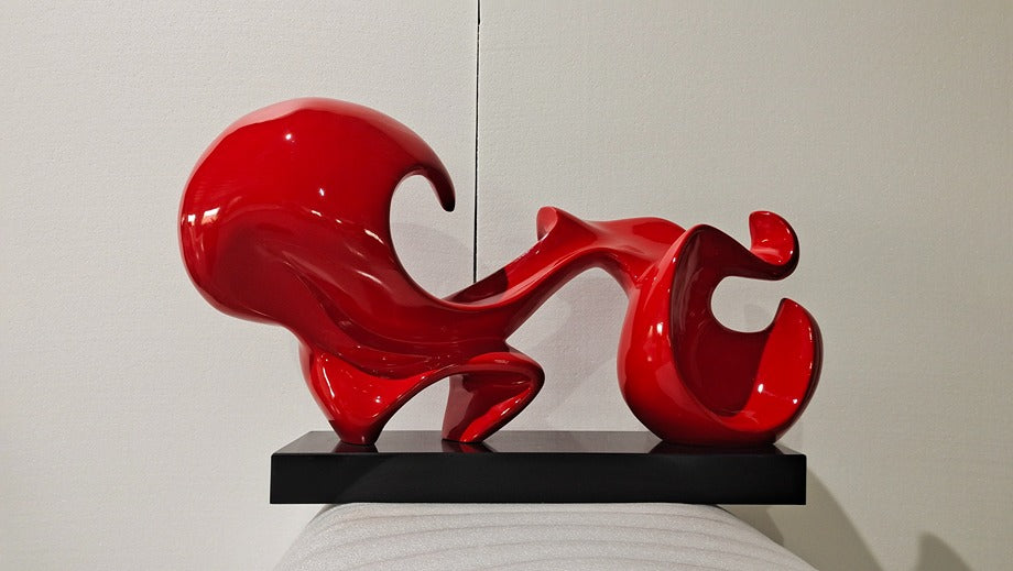 Red Dynamic Resin Sculpture