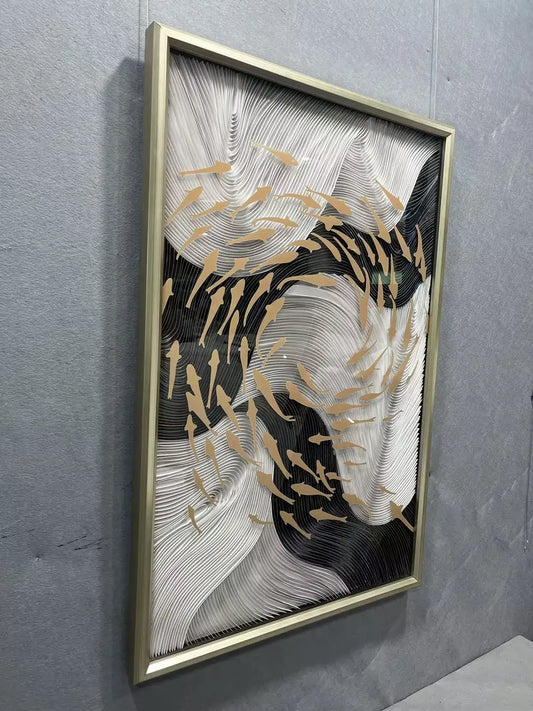 Origami Paper Art Contemporary Wall Decor Vertical Design | Art Smiley Decor UAE