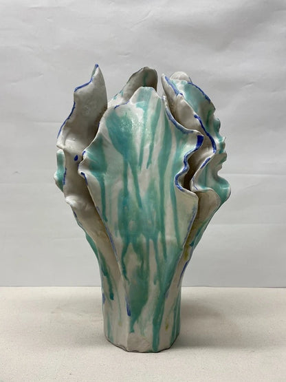 Teal Crystal Ceramic Vase