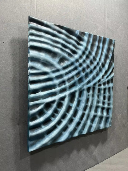 Sanded Wood Carving Hand Painted Wall Art Square Design | Art Smiley Decor UAE