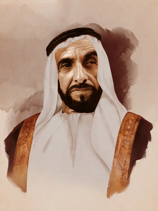 Sheikh Zayed Bin Sultan Al Nahyan Grunge Portrait