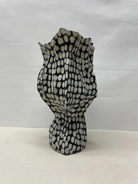 Checkered Textile Ceramic Vase