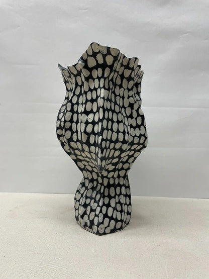 Checkered Textile Ceramic Vase