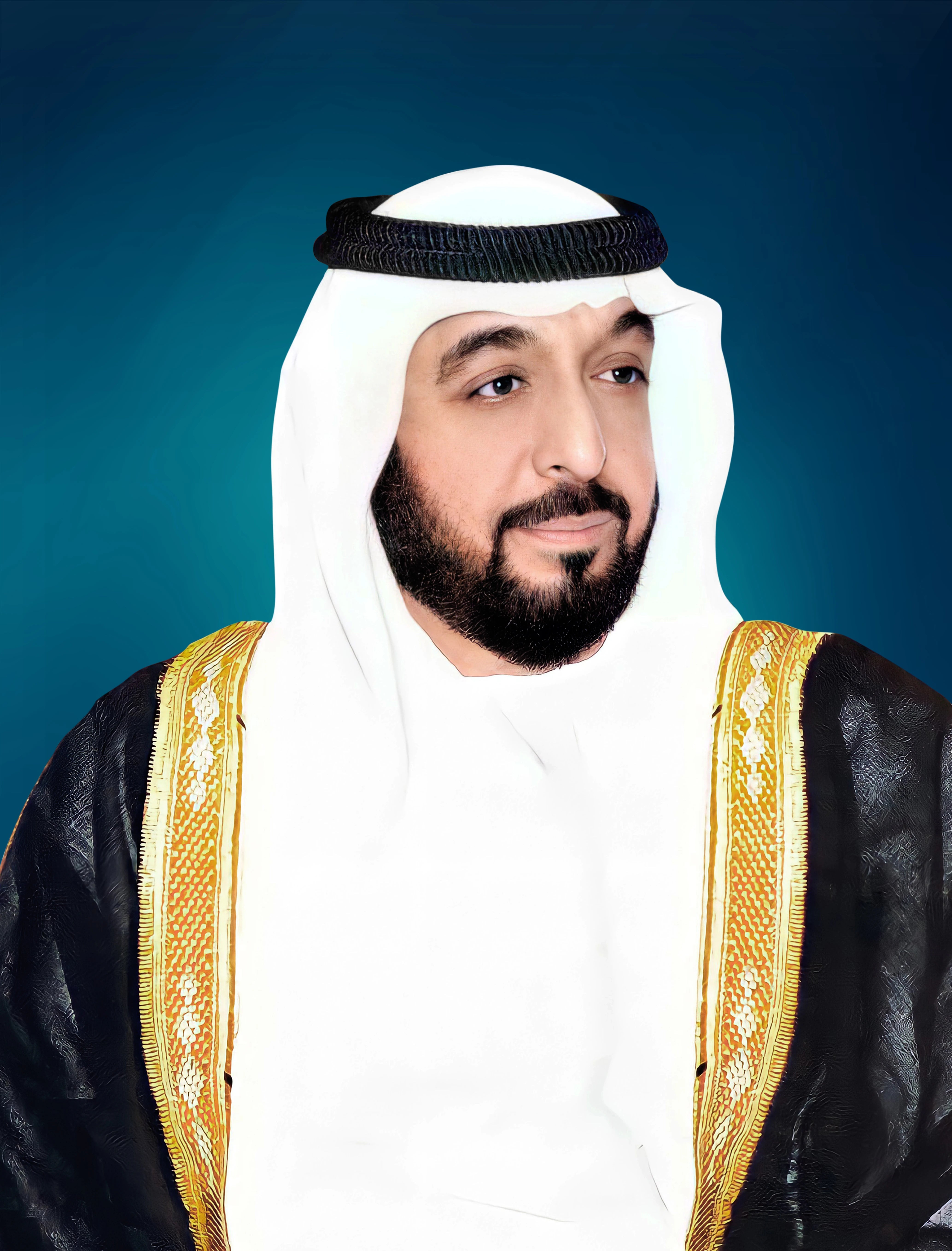 Khalifa Bin Zayed Al Nahyan Blue Grunge Portrait