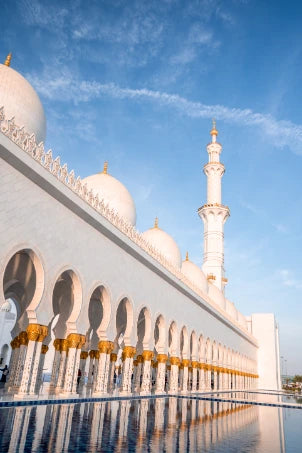 Sheikh Zayed Grand Mosque Sunlight Blue Sky Abu Dhabi United Arab Emirates