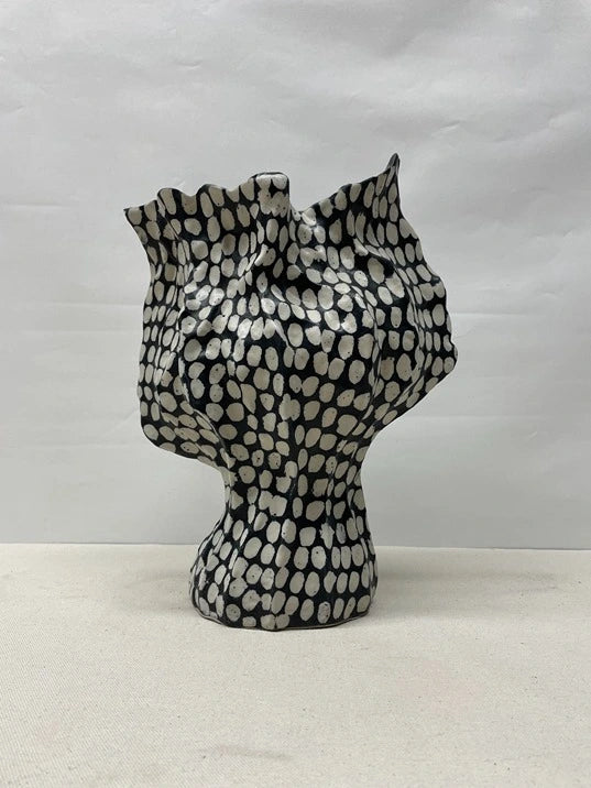 Checkered Textile Ceramic Vase