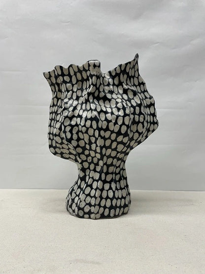 Checkered Textile Ceramic Vase
