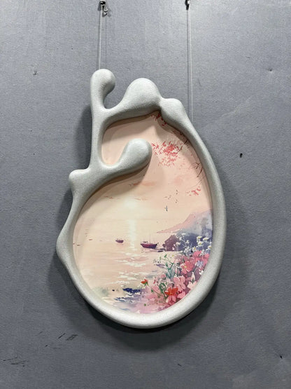 Sculpted Wood Carving Hand Painted Wall Art Vertical Design | Art Smiley Decor UAE