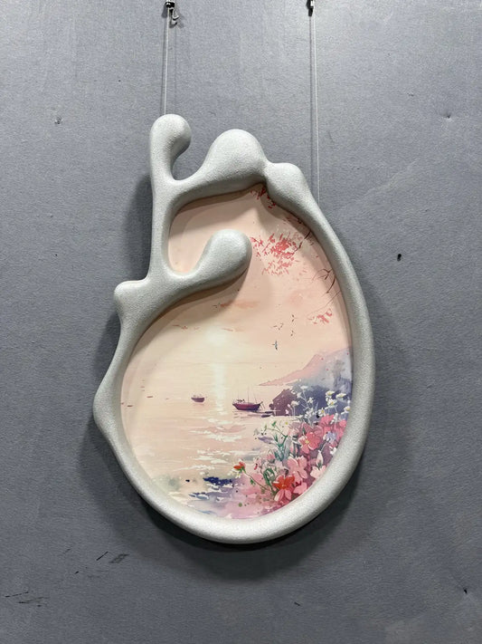 Sculpted Wood Carving Hand Painted Wall Art Vertical Design | Art Smiley Decor UAE