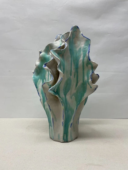 Teal Crystal Ceramic Vase