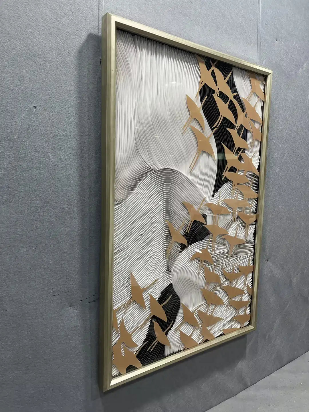 Folded Paper Art Contemporary Wall Decor Vertical Design | Art Smiley Decor UAE