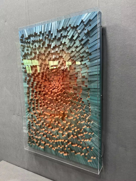 Artisan Wood Carving Hand Painted Wall Art Vertical Design | Art Smiley Decor UAE