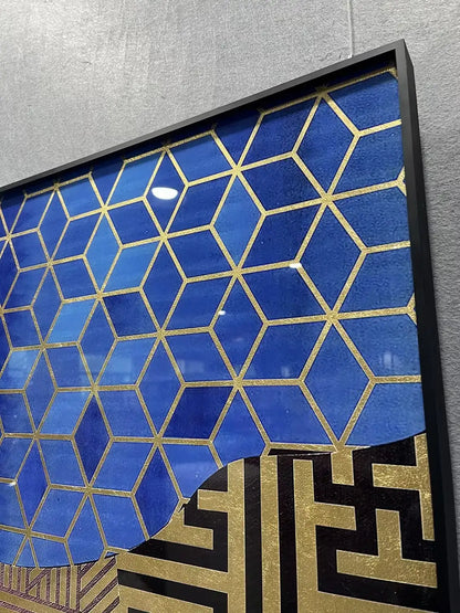 Burnished Gold Foil Abstract Wall Art Square Design | Art Smiley Decor UAE